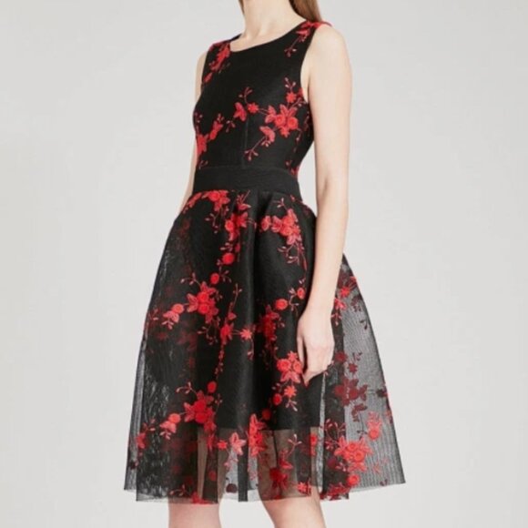 NWT - Maje Rudio Embroidered Tulle Floral Mesh Fit & Flare Dress - Sz 1 - Picture 2 of 8